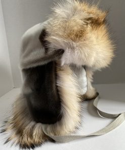 Alternative view of Sealskin/Wolf Trappers Hat (Made to Order)
