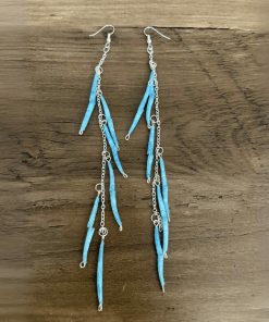 Dentalium Shell Earrings (Blue)