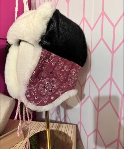 Trapper Hat with Harp Sealskin and Printed Leather
