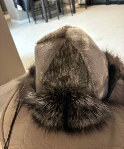 Alternative view of Sealskin Hat with Silver Fox Fur Trim