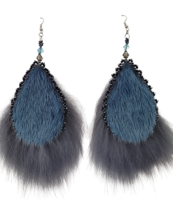 Blue Seal Tear drop Grey Fox GeometricTrim Earrings_Taalrumiq_Christina King_01
