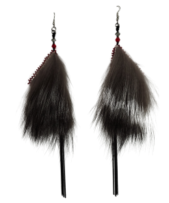 Red Sealskin Silver Fox Dangles Earrings_Taalrumiq_Christina King_02