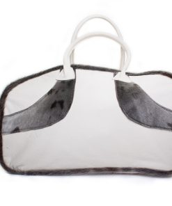 Alternative view of White Bison Hide Travel Bag with Seal Design, White Bison Handles, Purse Feet, Inside Base