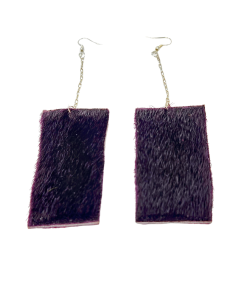 Natural Sealskin Drop Purple Dyed Sealskin Earrings