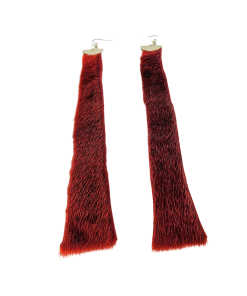 Natural Sealskin Elegant Long Drop Earrings