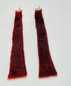 Alternative view of Natural Sealskin Elegant Long Drop Earrings