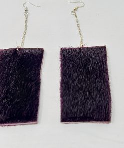 Alternative view of Natural Sealskin Drop Purple Dyed Sealskin Earrings