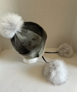 Alternative view of Sealskin Hat with Fox Fur Pom Poms