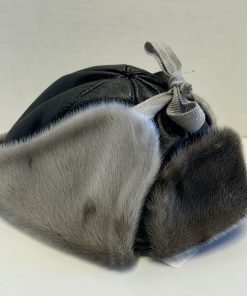 Leather Trapper Hat with Sealskin