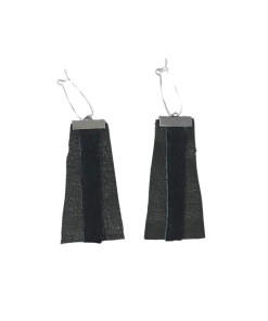 Black Bison Leather Earrings with Black Sealskin Strip