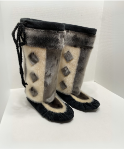 Ladies Sealskin Mukluks with Inlay Design (Made to Order)