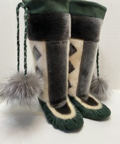 Alternative view of Ladies Sealskin Mukluks with Inlay Design (Made to Order)