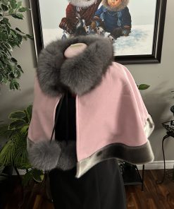 Alternative view of Melton Cape with Sealskin Bottom Trim (Made to Order)