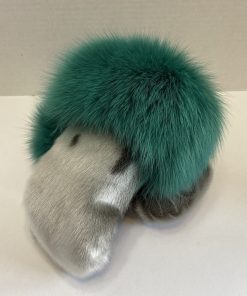 Curved Sealskin Mitts (Green Cuff)